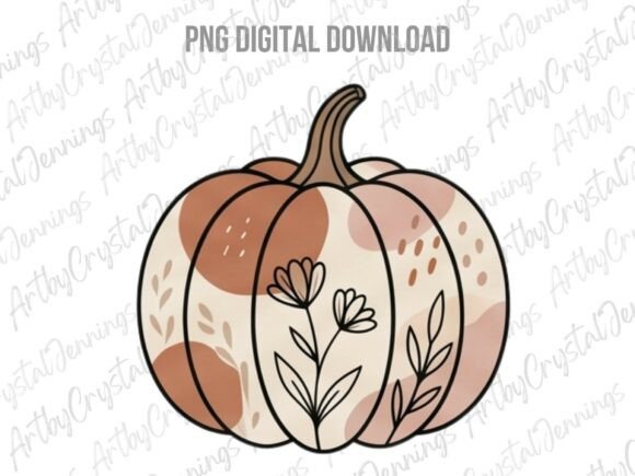 Download Fall Boho Folk Art Pumpkin PNG - Fall boho Collection