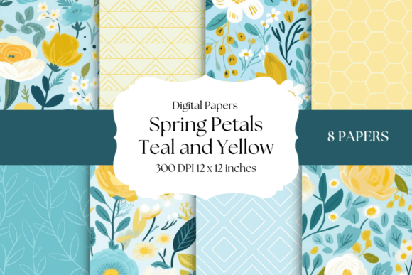 Download Spring Petals - Teal and Yellow - Spring Collection