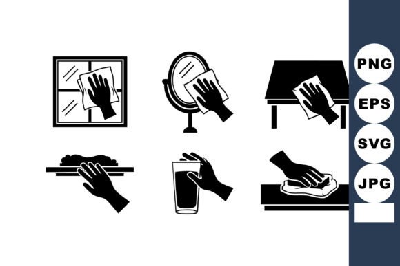 Download Cleaning Hands Wiping Surfaces Icons - Surfaces Collection